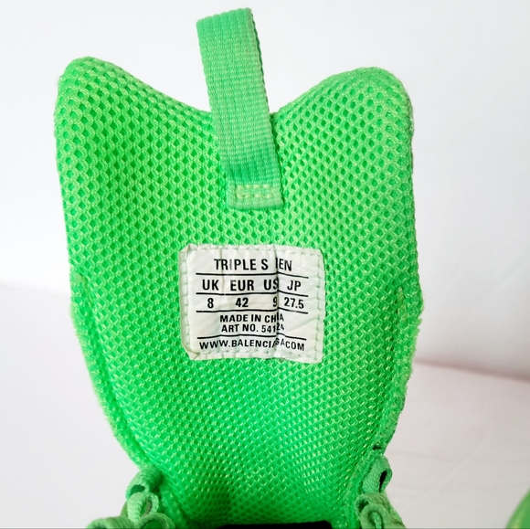 BALENCIAGA Green Triple S Sneakers Size 42 - Picture 5 of 10